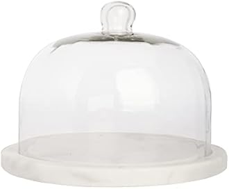 Marble Cake Stand with Cloche/Dome | Cupcake and Pastry Stand | Dessert Dome - 7.5 inch MB