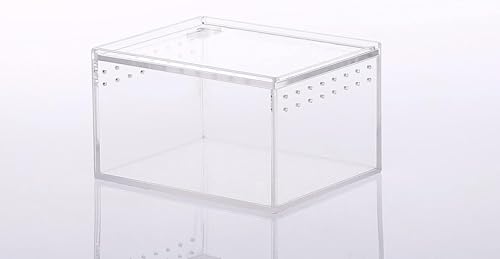 Wenrox レプタイルボックス 爬虫類 飼育ケース 虫かご 大 透明アクリル飼料箱 飼育ケース レプタイルボックス ワイド レオパ ケージ 両生類通気性防走蓋スライド式餌箱 サソリ、クモ、カエル、カメ、ゲッコ、カマキリ、ヘビ、庵クラブなどのテ ラリウムタ