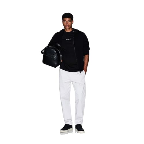 Armani Exchange Camiseta de Manga Corta para Hombre, Cuello Redondo, con Logotipo Frontal, Color Negro, Talla M, Negro, M