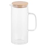 Homoyoyo Hitzebeständiger Glaswasserkocher 1000ml mit Bambusdeckel Verbrühungssicherer Griff für...