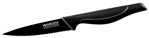 Nirosta Küchenmesser gezahnt Wave, Allzweckmesser aus Edelstahl, Soft-Touch Griff, handgeschärfte Wellenschliff-Klinge mit schwarzer Antihaftbeschichtung, (Klingenlänge: ca. 11 cm) Cover