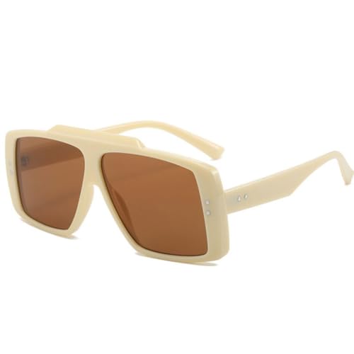 Lunettes de soleil surdimensionnées rétro à rivets pour homme et femme