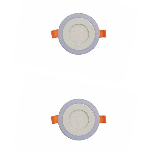 Image of 6 watt 3+3 Round Panel Ceiling POP Down Indoor LED Light 3D Effect Lighting (Double Color, Multicolour) - Pack of 2