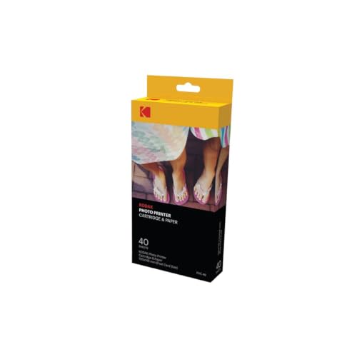Image of KODAK Dock Plus & Dock Photo Printer Cartridge PHC-40 - Cartridge Refill & Photo Paper - 40 Pack,Black