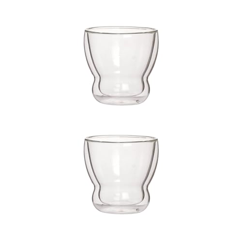 Image of Nestasia Set of 2 Double Wall Glass Tumblers (325ml) | Sleek, Curvy Design for Iced Drinks, Lattes & Cocktails | Microwave & Dishwasher Safe, Hand-Blown, Food-Safe, Lead-Free