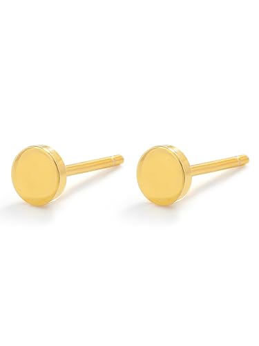 Image of Solid 925 Sterling Silver Stud Earrings for Women & Men, Hypoallergenic 18K Gold Plated & Silver Small Studs, Minimalist Elegant Earrings for Birthday, Party, Daily Gift