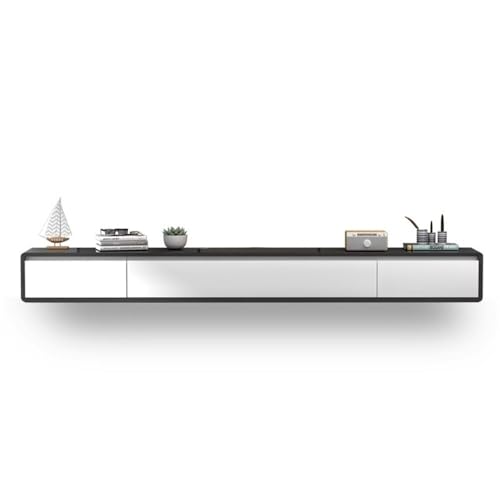 lskdnrufh Soporte de TV flotante montado en la pared, centro de entretenimiento de madera con puerta plegable y 2 cajones, muebles de salón estilo (200 cm)