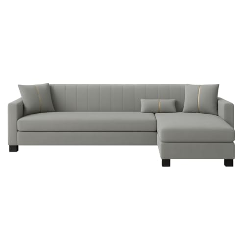 Image of SOCOZI Almeria 5 Seater RHS L Shape Sofa Set | Soft Velvet Suede Fabric | Modern Design | Plush Comfort Cushions for Living Room (Light Grey)