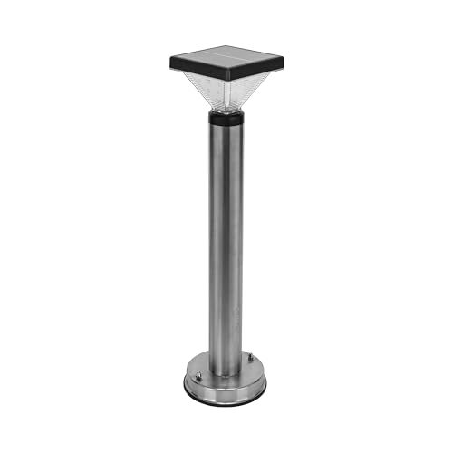 Gama Sonic Luxor Bollard Outdoor Solar Pathway Light, Silver Stainless, 20.25-inch Lamp Height...