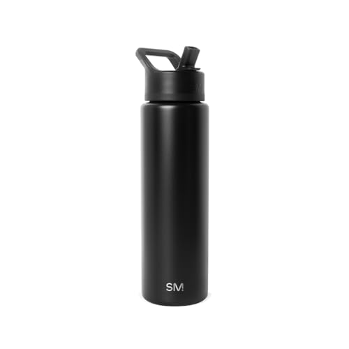 Simple Modern Water Bottle with Straw Lid | Vacuum Insulated Stainless Steel Metal Thermos | Reusable Leak Proof BPA-Free Flask for Sports Gym | Summit Collection | 30oz, Midnight Black