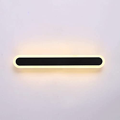 Aplique de Pared Lineal Creativo, Tira de luz LED Rectangular para Interiores, Color Negro, lámpara de Pared metálica para Dormitorio, Sala de Estar, Hueco de Escalera, Comedor (3000K) (60cm)