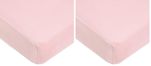 Image of American Baby Company Supreme 100% Natural Cotton Fitted Crib Sheet 52 inch x 28 inch, Enhanced Thickness for Soft, Breathable & Hypoallergenic Jersey Comfort, Pink, Neutral for Boys & Girls (Pack of 2)