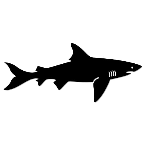 Poem Studio Great White Shark Metal Wall Decor For Beach Home - Beach Plaque Door Wall Plaque Decor Sign - Decorative Accent Home Decor Sign Beach House Coastal Living Made In Usa - 14 Inch - Black #TOP25