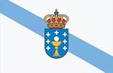 bandera gallega y española  Q&J Gran Bandera de Galicia de 90x150 cm. - 100% poliéster - Para interior y exterior de uso moderado