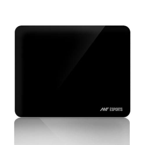 Image of Ant Esports Glass Mouse Pad 400 x 450 x 4.6mm, Premium Tempered Glass Gaming Mousepad, Ultra-Smooth Surface, Precision Tracking, Anti-Skid Base, Optical & Laser Mouse Compatible, Black