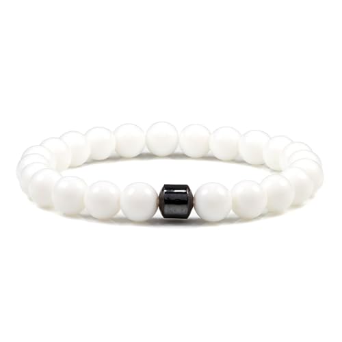Bracelet hommes perles 8mm en cristal et pierre blanche pour costume de bal