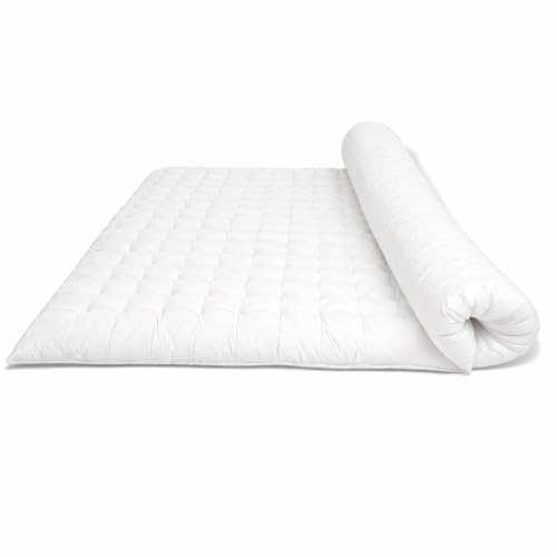 Image of ATOOTFUSION Soft Cotton Quilt | Foldable Light Weight Filled Single Firm Cotton Quilt Mattress| Gadda (Solid Coloured, Sleeping Capacity, 6 x 6 ft or 72 x 72 Inches) Double Bed (White)