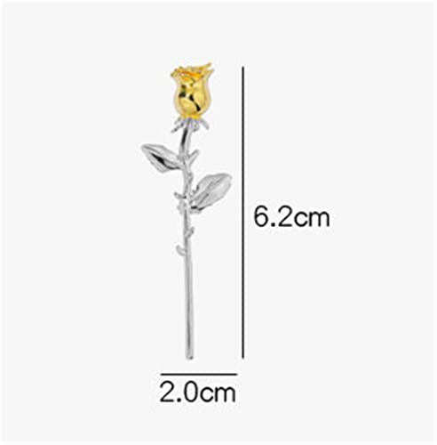 Image of Rose Flower Brooch Lapel Pins Wedding Party Badge Dress Hat Bag Suit Accessories Mother's Day Valentine Jewelry for Women Gifts
