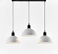 LEDSone 3-Light Modern Pendant Ceiling Lamp Adjustable Height Nordic Metal Shades Hanging Fixture for Dining Room, Kitchen Island, Living Room & Bedroom (White)