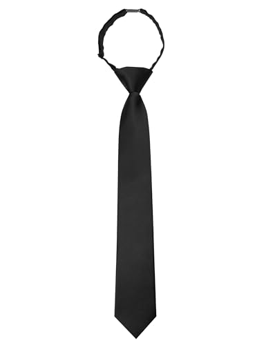 JEMYGINS Black Boys Tie Pre-tied Adjustable Kids Necktie for Age 8-12 Wedding School Graduation(28)