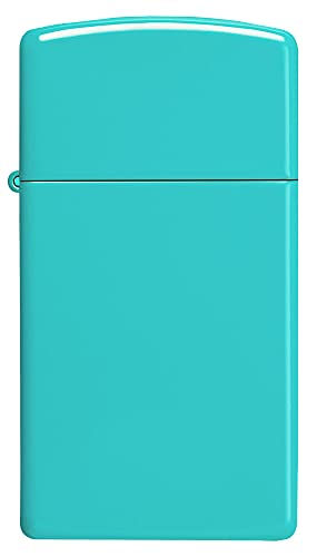 Image of Zippo Windproof Lighter - Slim Flat Turquoise, Base Model - Refillable - Reusable - Windproof Design - Gift Box - Made in USA