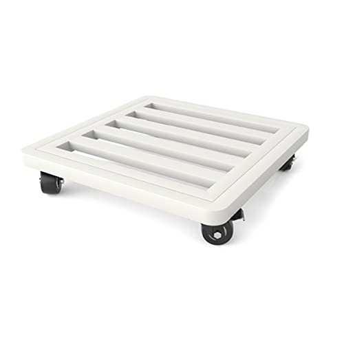 Support plante roulettes blanc 50cm en métal robuste amovible