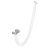 minkissy Silver Boho Seashell Pendant Necklace with Imitation Pearl Dazzling Locket Choker for Women Elegant Beach Surfer Jewelry Sparkling Summer Hawaiian Accessories