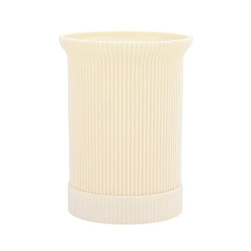 KFGISD, Soporte de plástico duradero for utensilios de cocina de encimera, organizador de utensilios con patrón vertical, bloque de cuchillos,Cubertero(Beige)