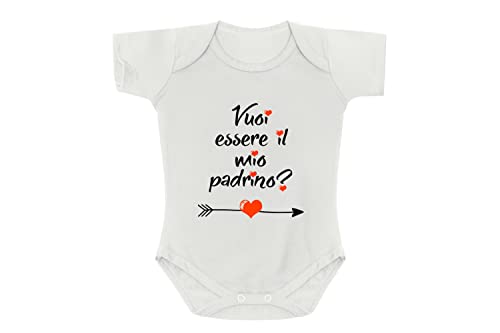 Créa03 Body de bebé Quiero ser mi padrino? 1 mes idea regalo, Color blanco., 0
