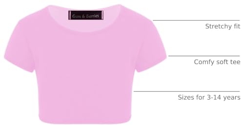 Image of Kids Girls Neon Fluorescent Plain Short Sleeve Crop Tops T-Shirt Tee Top Dance Wear Gymnastic Fancy Dress Age 3-14 Years