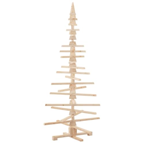 vidaXL Arbre de Noël en Bois Massif de Pin pour Décoration 180 cm, Sapin, Ornement