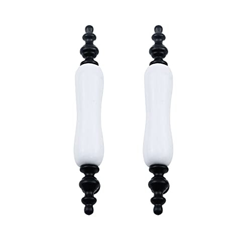 Risbay 8Pcs 3" Black And White Ceramics And Zinc Alloy Handles For Cabinet,Dresser,Drawer #TOP1