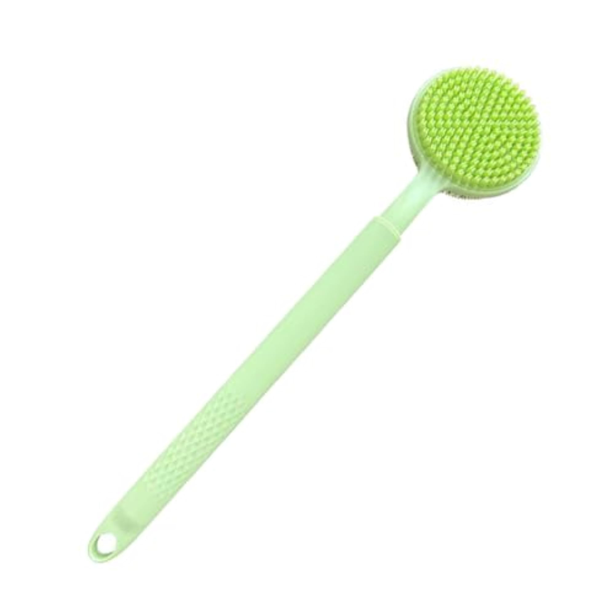 Shower Brush Double Side Silicone Bristles Back Scrubber, Green