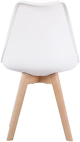 10. Bild von EGGREE Set von 4 Mittagessen Bürostuhl mit Beinen aus massiver Buche, Stühle ohne Arme gepolstert Design Weiß 4er set