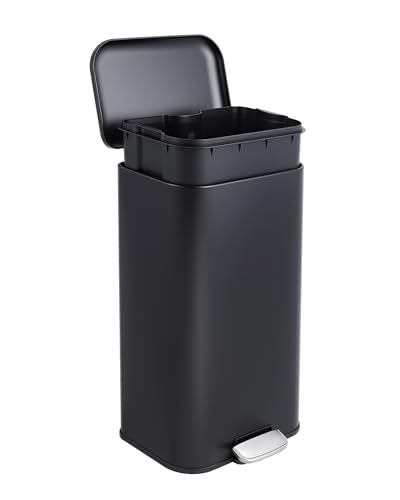 Caneca de Basura con Tapa y Pedal 30L Acero Negro