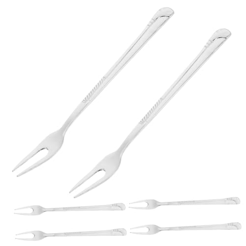 MUCKLILY 6pcs Stainless Steel Fruit Fork Portable Forks Olive Fork Cocktail Crab Pastry Forks Tea Fork Appetizer Forks Food Fork Appetizer Crab Dinner Fork 304 Stainless Steel Silver