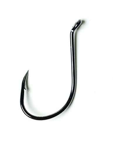 Eagle Claw Lazer Sharp Long Shank Octopus Hook, Offset Up Eye, Barbed, Size 7/0, Medium Wire, 19 Hooks, Platinum Black (L2BU-7/0)