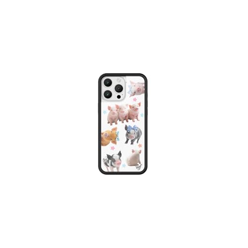 Image of Wildflower Cases - Compatible with iPhone 16 Pro Max | Protective Black Bumper, 6.5ft Drop Test Certified, Women Owned Small Business | Pigs Pink Blue Stars Aesthetic Trendy Cute | Little Piggies