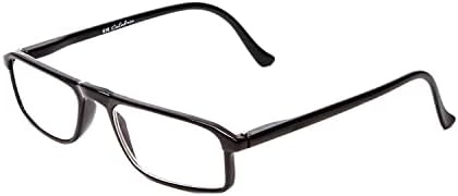 Calabria 616 Rectangular Reading Glasses +1.75 Black Men Women Designer Trendy Readers Durable Modern Eyeglass Spring Hinged