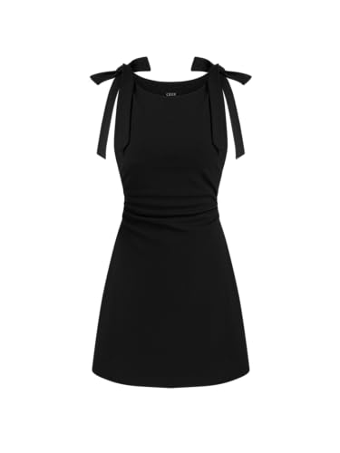 Image of CIDER Mini Dress Bodycon Sexy Square Neck Bowknot Sleeveless High Waist Party Cocktail Elegant Dresses for Women