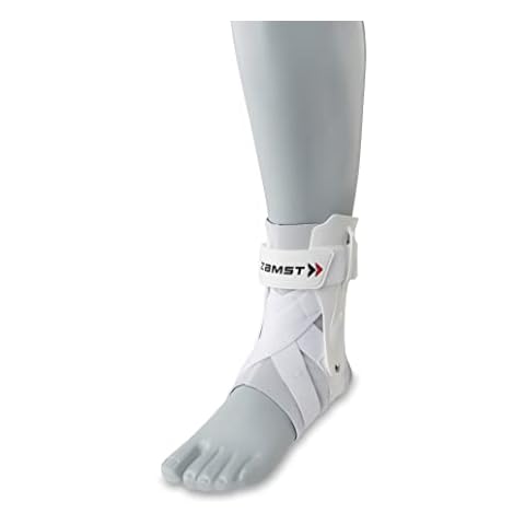 Zamst A2-DX Sports Ankle Brace with Protective Guards For High Ankle Sprains and Chronic Ankle Instability-for Basketball, Volleyball, Lacrosse, Football-White, Left Small Cover