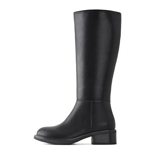 Shoe'N Tale Women's Knee High Boots Chunky Low Heel Round Toe Tall Boots with Side Zipper2
