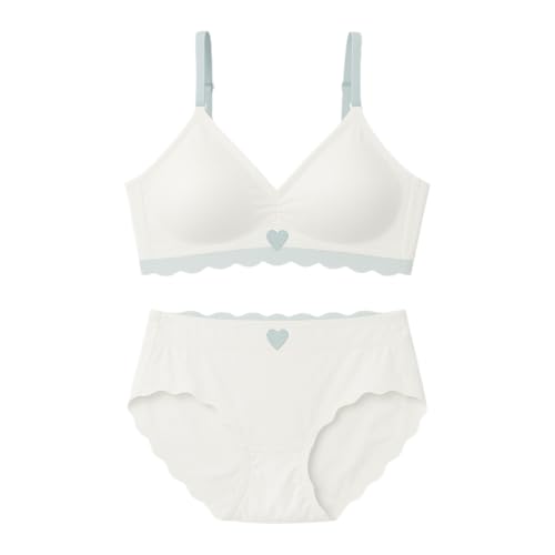 Image of Women Bra Panty Set Soft Natural Support Seamless Backless Summer Bra Panties Set | Adjustable Straps and Heart Design Lingerie Set | Women's Suit Push-Ups Sports Underwear Bra Set