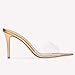 WYUETRA Women's Clear Pointed Toe Slingback Stilettos Heel Sandals Fashion Sexy Comfortable Summer Open Toe Backless Slip On Dress Slides Sandals for Casual Outdoor Party Work Wedding (Gold,8)