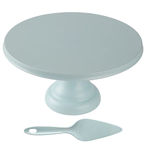 Ecoway Round Cake Stand 9.84 Inch With Spatula, Natural Bamboo Fiber Cake Stand Turquoise Cupcake Stand Dessert Display Plates Cupcake Holder For Birthday Parties, Wedding Party, Baby Shower #TOP24