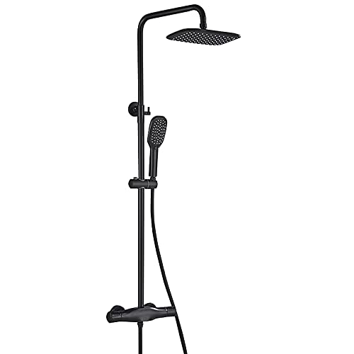 Système de douche thermostatique en laiton avec pommeau pluie et douchette