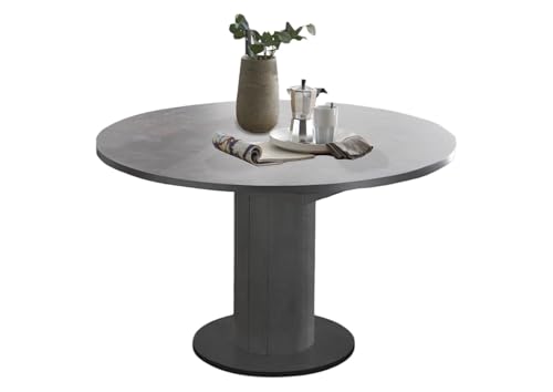 58 aufm Kessel Esstisch Rund ausziehbar Edda 5 110 x 110 x 78 Küchentisch Graphit/Keramik Dunkel 13543-110