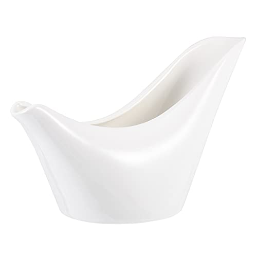 ERoomQ Saucer 1Pc Ceramic Gravy Boat Porcelain Sauce Boat Cup Storage Container White Dish