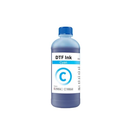 Encre DTF jet d'encre cyan 500ml pour personnaliser vos t-shirts et pulls en PET