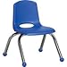 ECR4Kids 10" School Stack Chair, Chrome Legs with Ball Glides, Blue (6-Pack)
